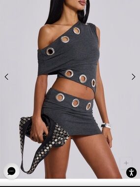 Jaded London Charcoal Gray Asymmetrical Grommet Mini Set